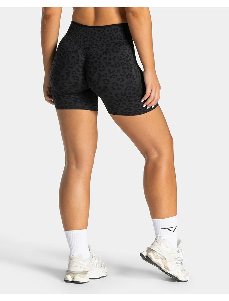 Stretchy women's seamless yoga shorts - high-waist hip-lifting, nylon blend, for gym and running