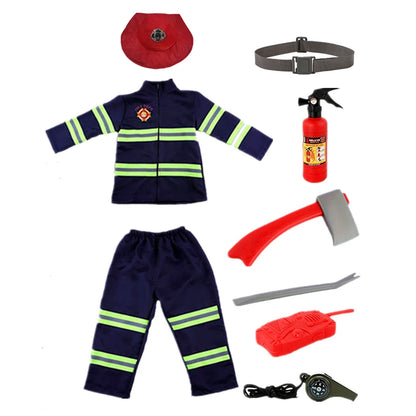 Cosplaykostuumset voor kinderen als brandweerman, met realistische speelgoeduitrusting voor jongens en meisjes, voor feestelijke optredens 2026