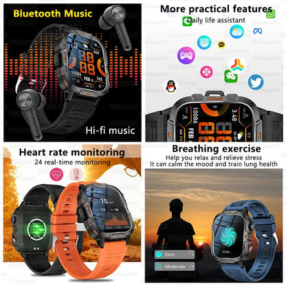 Smartwatch Rugged Military Grade – 1.96 Inch AMOLED Display, 5ATM Waterproof, Bluetooth Call Fitness Tracker, Fall 2025