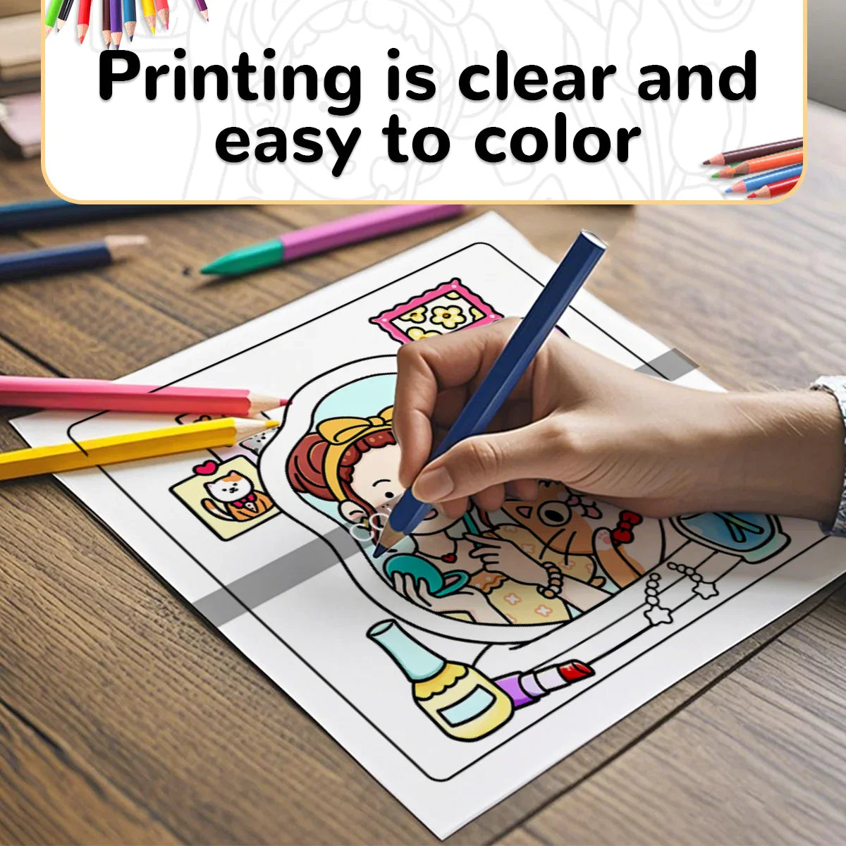 Coloring Book 24-Page Cat Family Life Scenes Relaxation Easter Gift Idea For Stress Relief