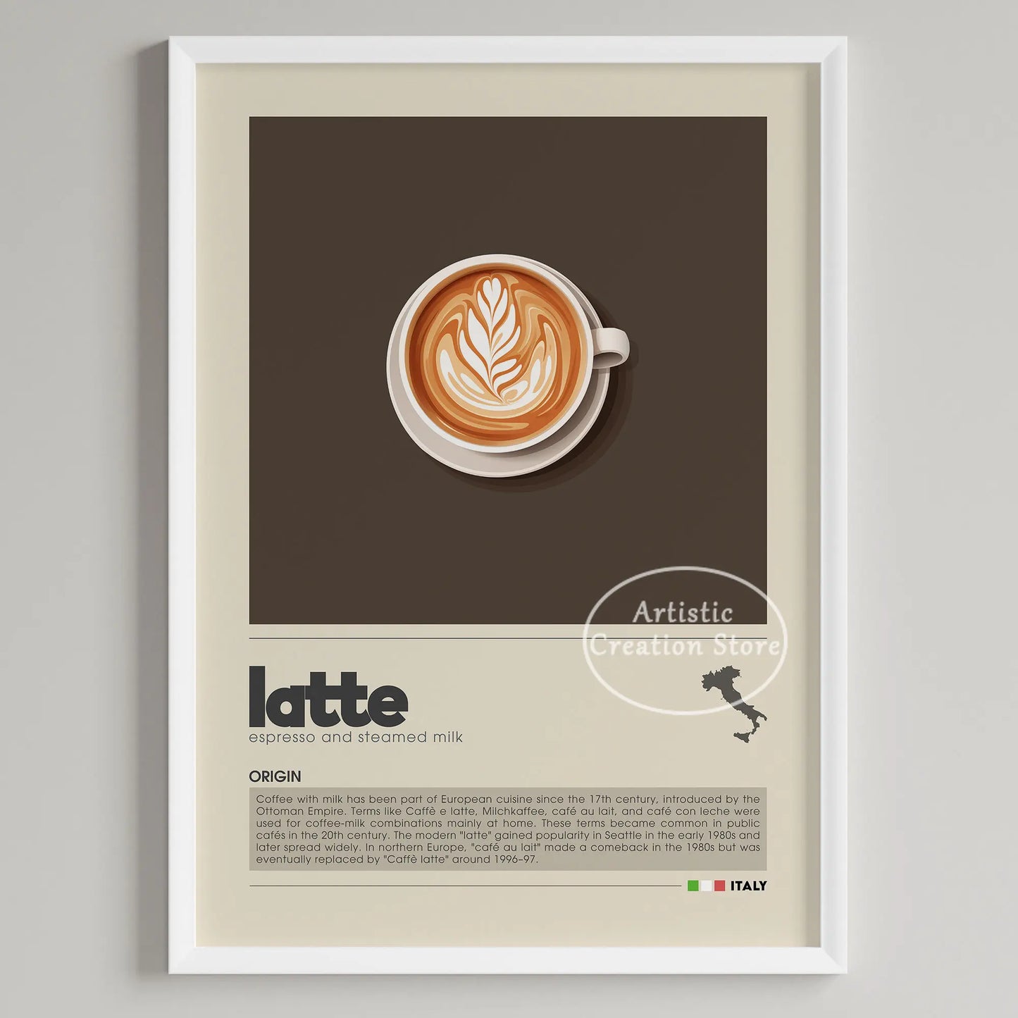 Art mural café six panneaux décoration minimaliste cuisine café