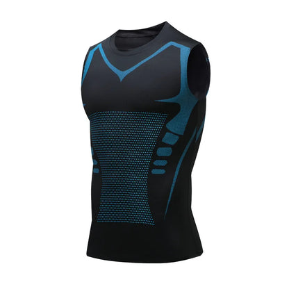 Quick-dry men's compression tank top – polyester, sleeveless, gym and bodybuilding vest