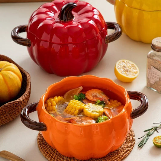 Pumpkin Soup Pot 1.4L Ceramic Bowl With Lid Halloween