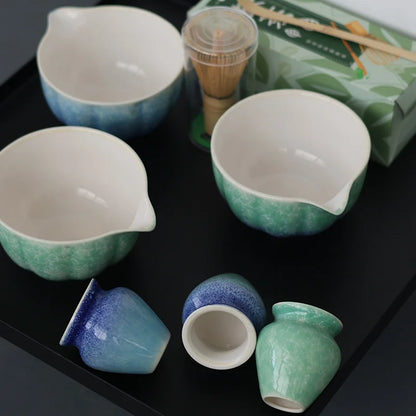 Keramisk Matcha Tesett med Bambusvisp Gaveeske Sett