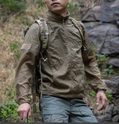 Chaqueta ligera para hombre - Cremallera táctica, poliéster, verano