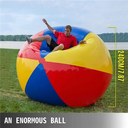 Giant Inflatable Beach Ball, Durable PVC Sports Ball for Outdoor Water Games, 100cm & 200cm, Bright Colors
