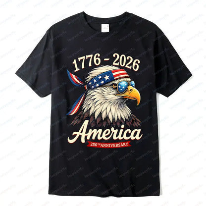 Soft Unisex Bald Eagle Graphic Tee - Short-Sleeve, Durable Cotton, For 250th Anniversary Independence Day Celebration
