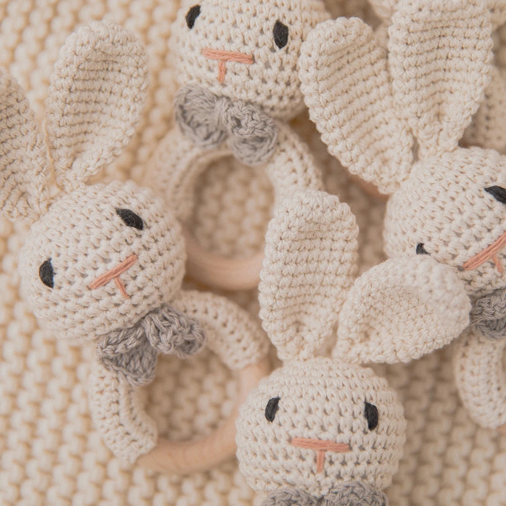 Baby Crochet Rattle Bunny Teether Newborn Sensory Toys