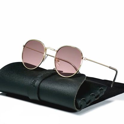 Round Retro Sunglasses for Men/Women Luxury UV400 Metal Vintage Eyewear No Leather Case