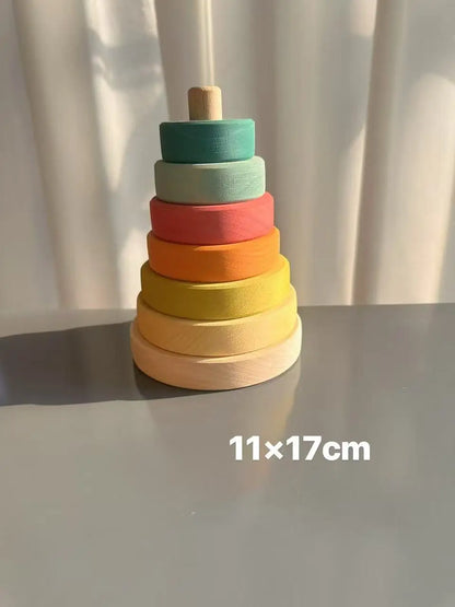 Wooden Building Blocks Pastel Nordic Stacking Play Set Fall 2025 Eco Friendly Imaginative Play Gift