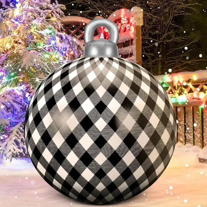 60CM Multicolor PVC Christmas Inflatable Ball - Giant Outdoor Decoration for Holiday Celebrations, Festive Ornaments and Gifts