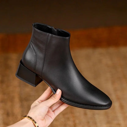 Supportive Women’s Ankle Boots - Pointed Toe Leather Office