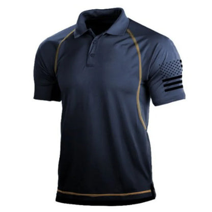 Summer Hiking T-Shirts Men Casual Loose Lapel Short-Sleeved Breathable Sports Tees