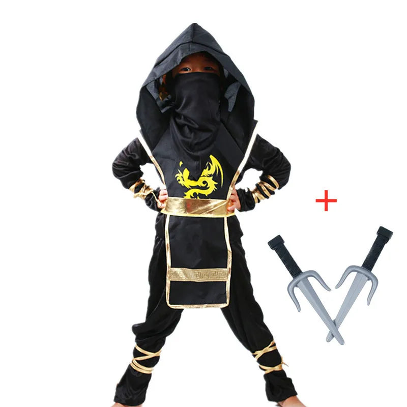 Halloweenkostuum voor jongens en meisjes als ninja, gespierde jumpsuit met accessoires van schuim en hoofddeksel 2026