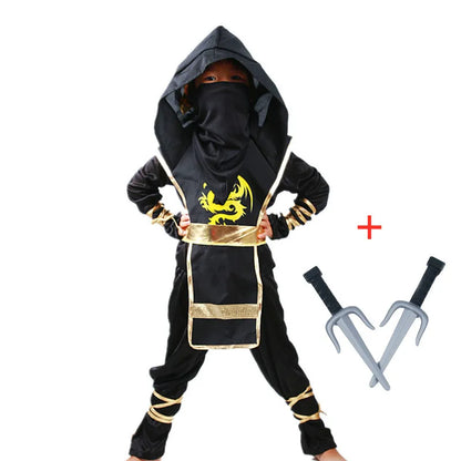 Halloweenkostuum voor jongens en meisjes als ninja, gespierde jumpsuit met accessoires van schuim en hoofddeksel 2026