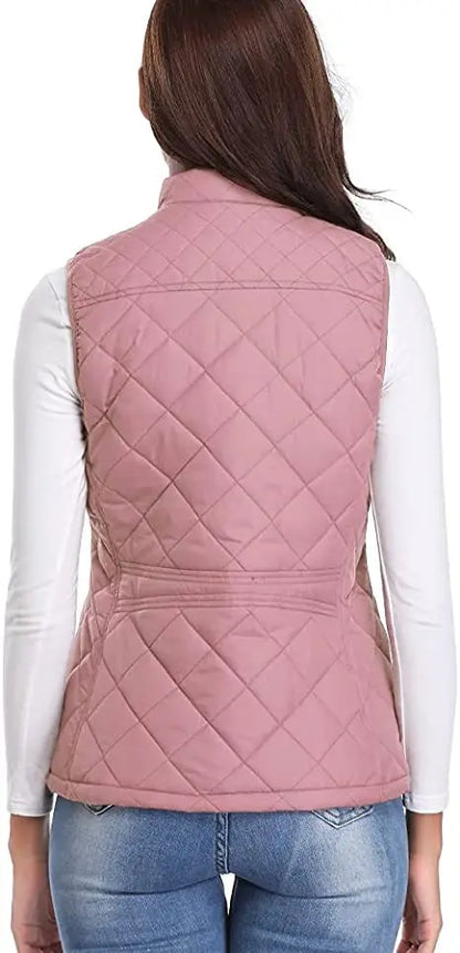 Lightweight Women Quilted Vest - Stand Collar Cotton Winter