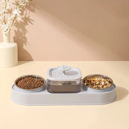 Automatischer Futterspender 200ml Portion Doppelnapf Edelstahl Futter- und Wasserstation Fall 2025 Rutschfest Leicht zu Reinigen