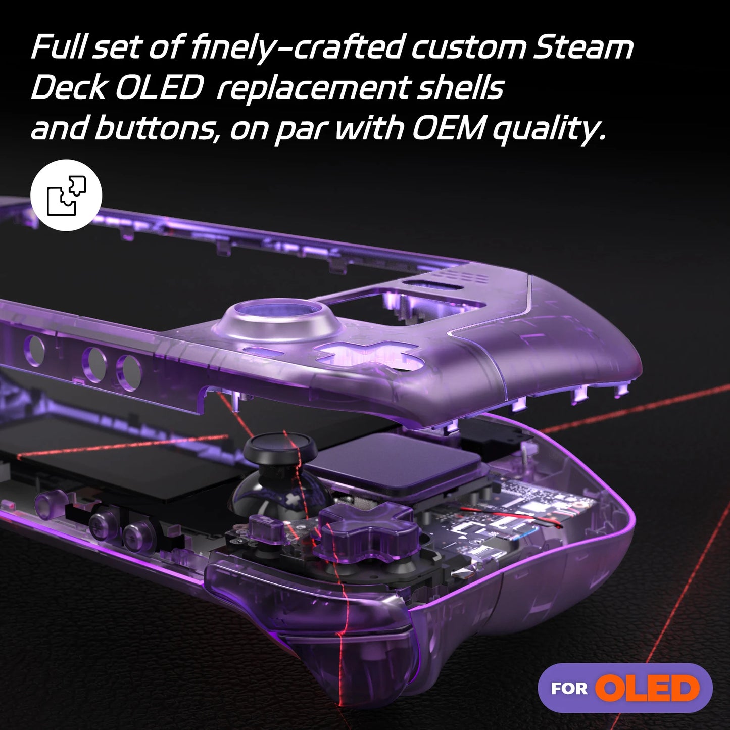 Kit de carcasa de reemplazo OLED para Steam Deck con carcasa transparente
