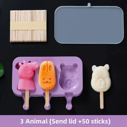 Variant image for Silicone Ice Cream Mold Set with Lids, Fun Shapes Ice Pop Maker for Homemade Treats, Easy Release and Dishwasher Safe-5