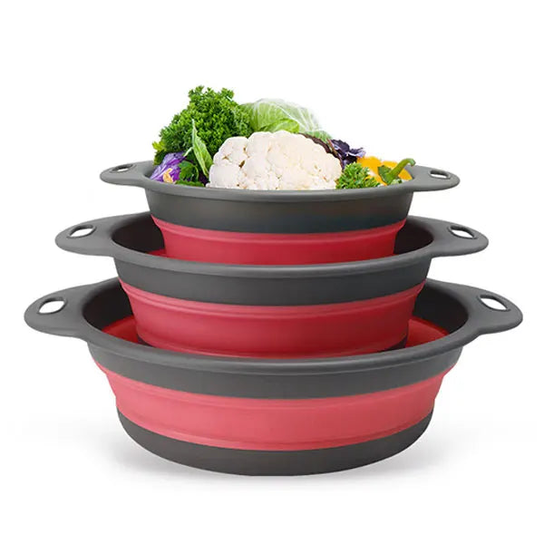 Set de coladores plegables Auto-drenantes para colgar sobre el fregadero Colador de cocina Primavera 2026 Almacenamiento fácil