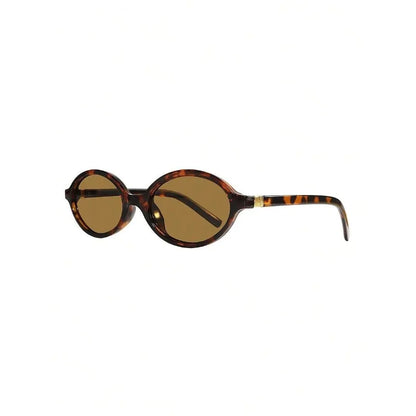 Retro unisex small oval sunglasses – mirror lens, resin frame, casual beach & daily accessory