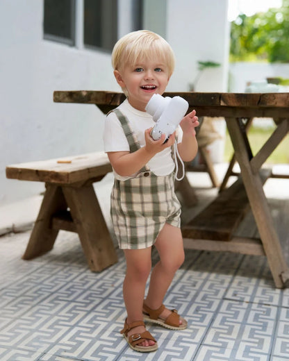 Abiti coordinati morbidi unisex per bambini – motivo a quadri, floreale, 100% cotone, abbigliamento casual estivo
