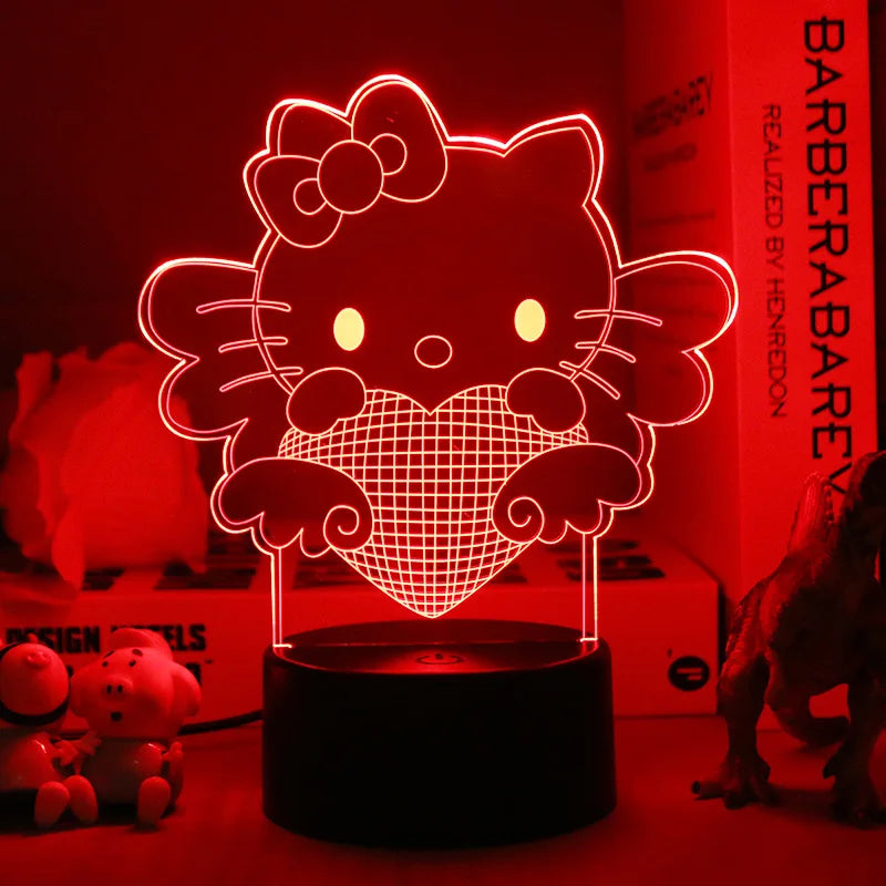 Hello Kitty 3D Anime LED Night Light - Cute Bedroom Lamp