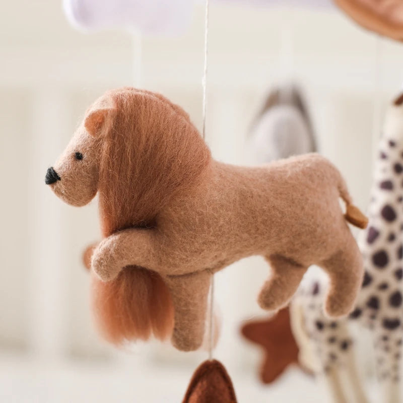 Wooden Felt Animal Crib Mobile With Soothing Calming Music