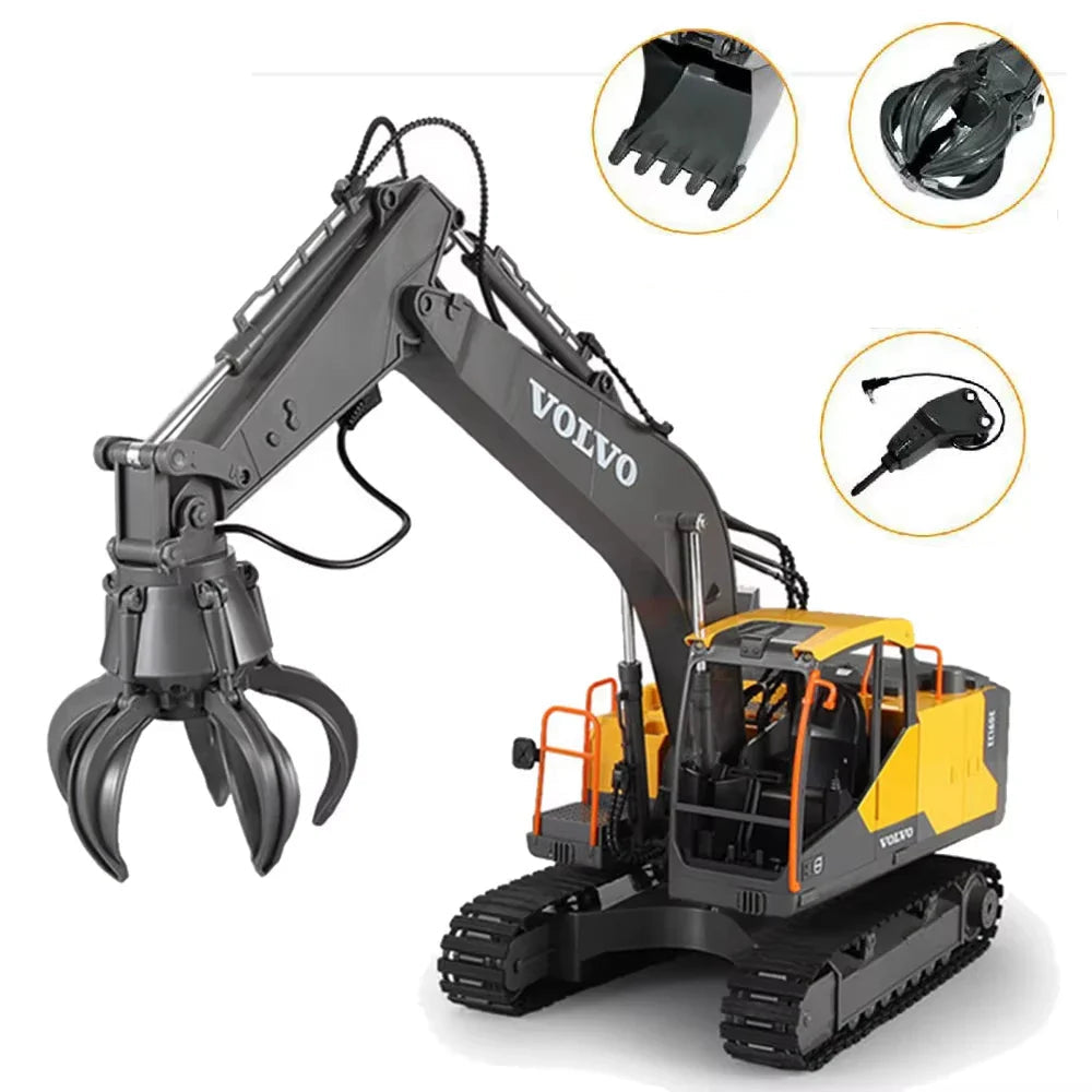 RC Excavator 1/16 Scale Alloy Digger 3in1 Construction Vehicle Fall 2025 Gift Idea