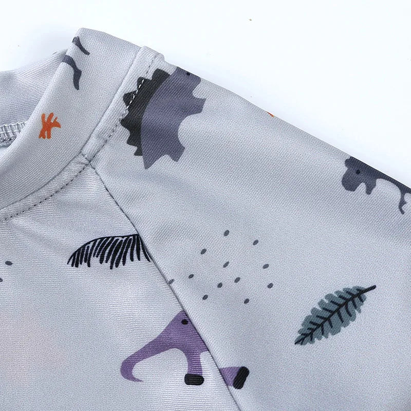 Hurtigtørrende unisex baby badetøj 2-delt sæt – langærmet rashguard top, shorts, polyester, sommerstrandtøj