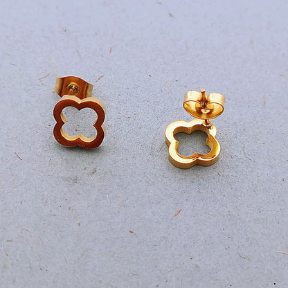 Set de pulseras de acero inoxidable con flor de trébol, regalo dorado