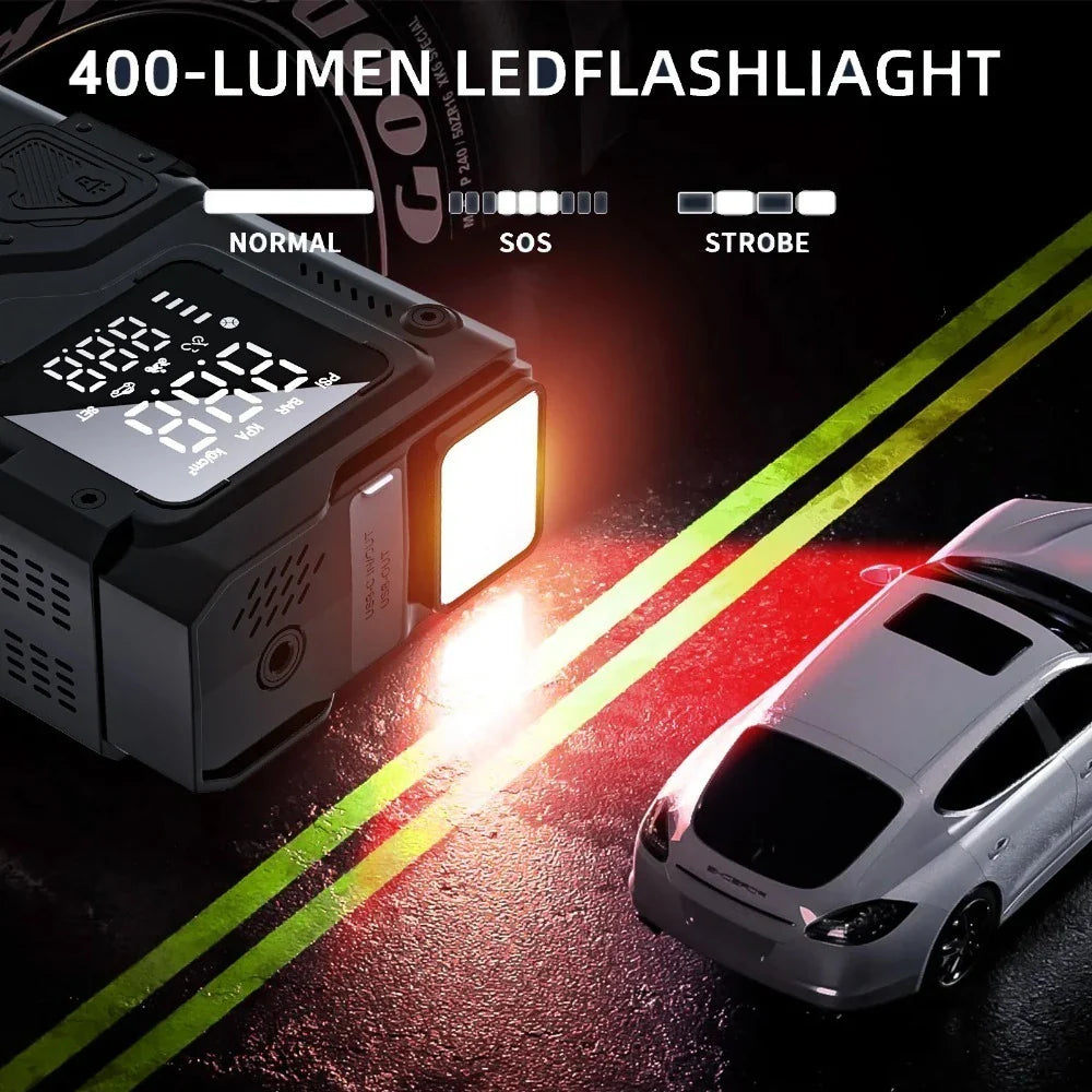 Jump Starter med luftkompressor 6 i 1 bilbatteri booster 5000A peak 150 PSI dekkpumpe 400LM LED-lys Fall 2025 Prep