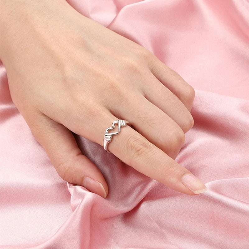 Anillo de Corazón Hueco de Doble Capa Abierto Ajustable Regalo Romántico de Joyería Regalo de San Valentín 2026 Tendencia