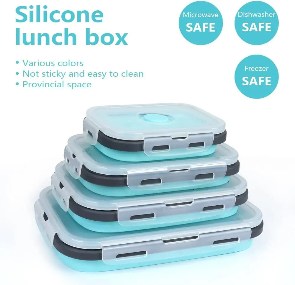 Silicone Collapsible Meal Prep Containers Set - Space-Saving Food Storage with Lids & Vent