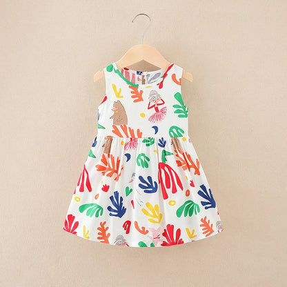 Soft girls’ dress - sleeveless a-line, assorted prints and patterns, cotton, for summer wear