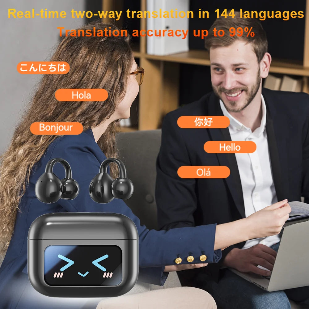 Wireless Translator Earbuds Touch Screen Case 144 Languages