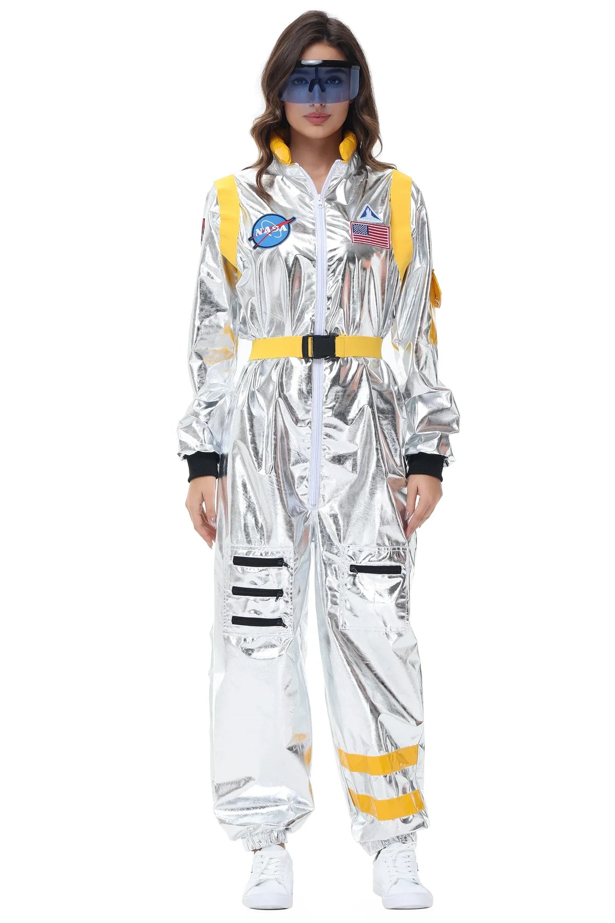 Zilverkleurig astronautenruimtepak voor volwassenen, jumpsuit voor koppels, cosplay voor Halloween, carnaval en verkleedfeesten 2026