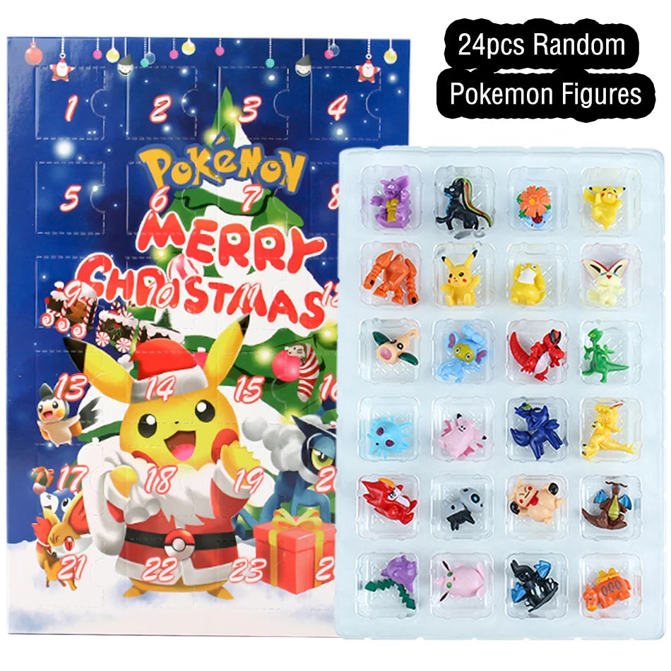 Kawaii Pikachu Christmas Advent Calendar - 24pcs PVC Anime Figures for Kids, Holiday Gift Set