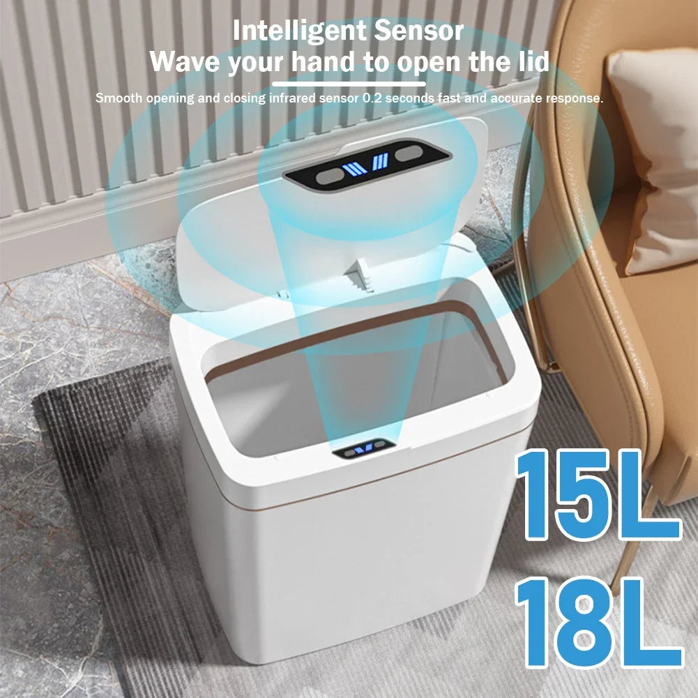 Smart Sensor Trash Can 15L 18L Touchless Quiet Waterproof