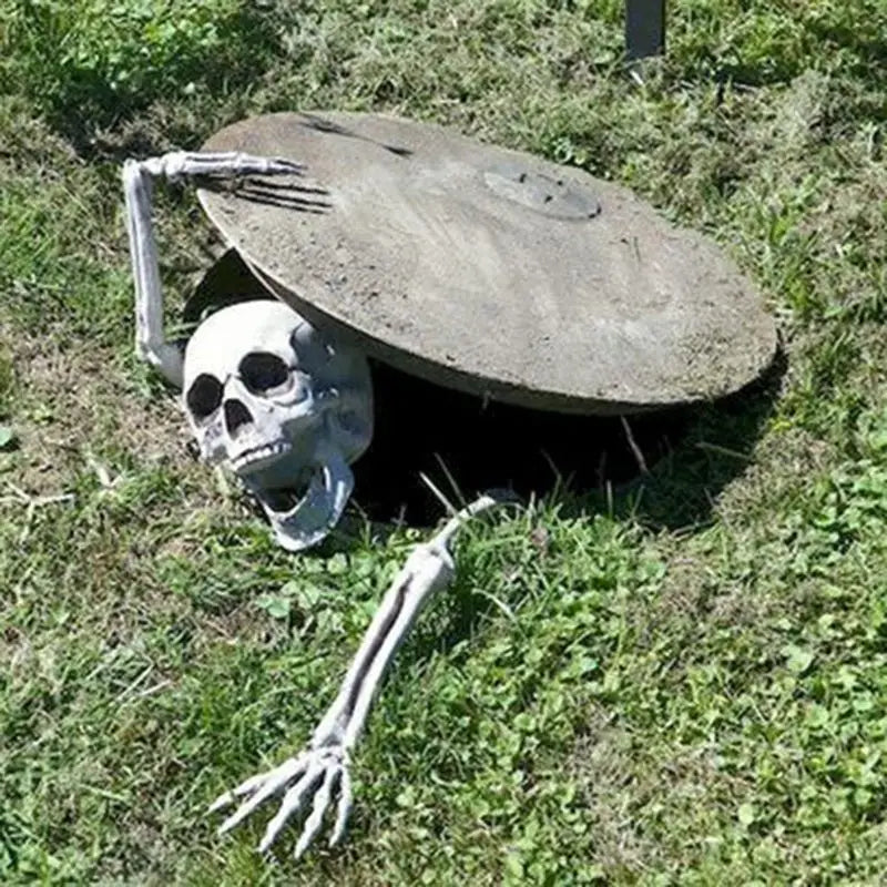 Stakes de squelette Crâne réaliste et mains Décor de pelouse Halloween Automne 2025 Accessoire effrayant pour jardin extérieur