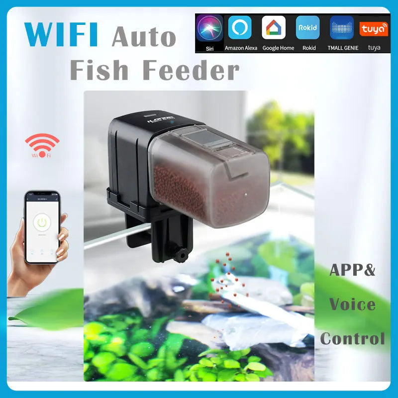WiFi fiskefoder 2L beholder automatisk akvariefoder smart hjem 2025 app og stemmestyring planlagt fodring