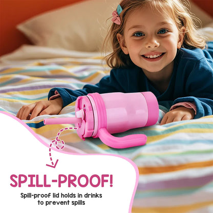 Botella Térmica para Niños 420ML Vaso Aislado de Acero Inoxidable con Asa y Pajilla, Regalo de Navidad 2025