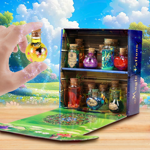 Enchanting DIY Magic Potions Kit for Kids - 24 Bottles, Spell Book & Magical Accessories for Halloween and Christmas Fun