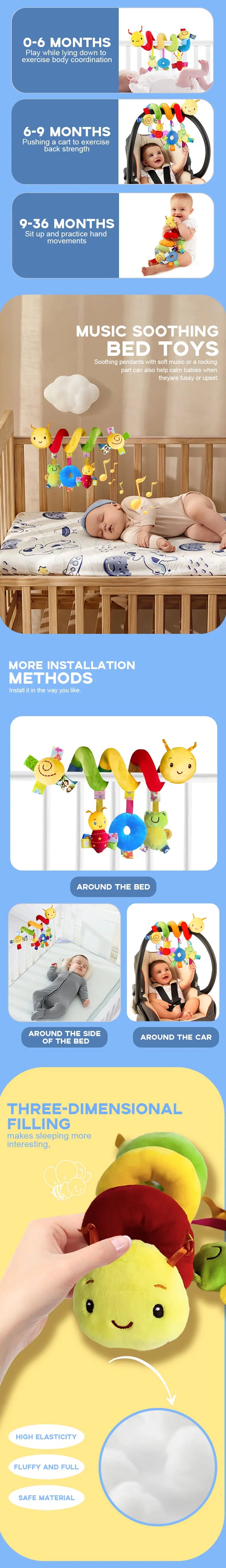 Baby hangend autostoeltje speelgoed met pieper rammelaars 0 tot 12M