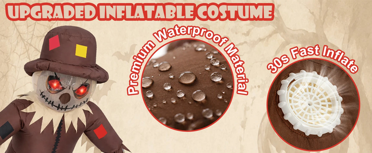 Opblaasbaar Halloween-cosplaykostuum als vogelverschrikker, themafeest met een kwaadaardig horrorthema, outfit voor optredens voor volwassenen 2026