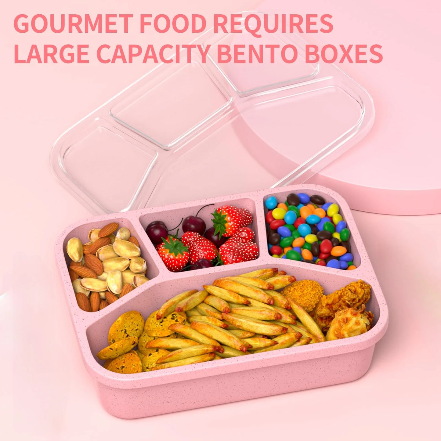 Durable 4-Compartment Bento Lunch Box for Kids - BPA-Free Reusable Meal Prep Container