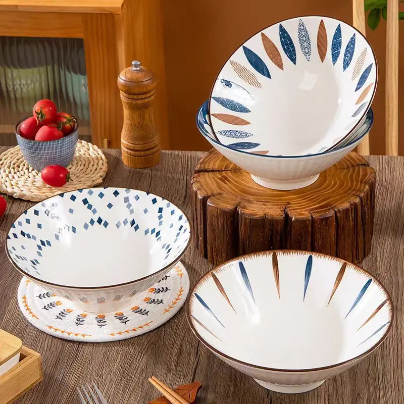 Cuenco de ramen de porcelana japonesa para fideos de 8 pulgadas grande