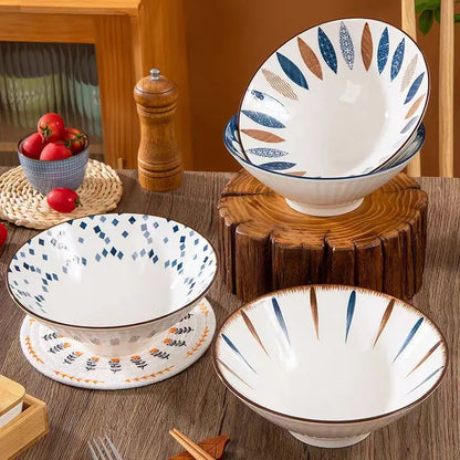 Cuenco de ramen de porcelana japonesa para fideos de 8 pulgadas grande