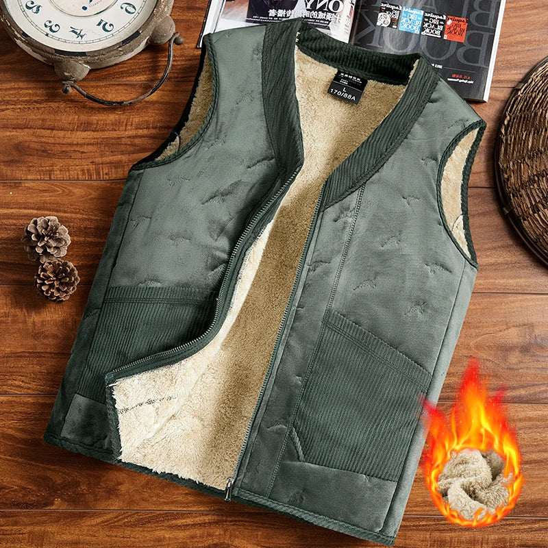 Warm Cozy Men's Vest - Sleeveless Zipper, Lined Winter
