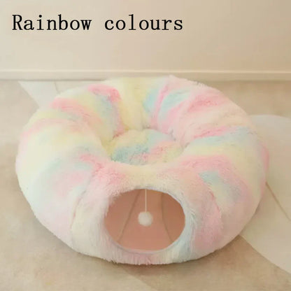 Kattenbed 95 Cm 2 In 1 Rond Pluche Nest Huis Herfst 2025 Gezellig Afneembare Hoes Wasbaar Diepe Slaap